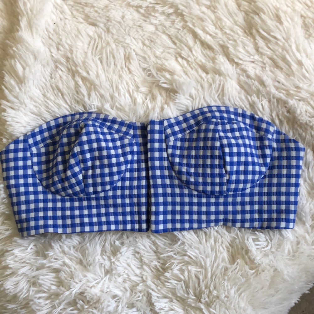 Zara blue and white gingham bandeau top